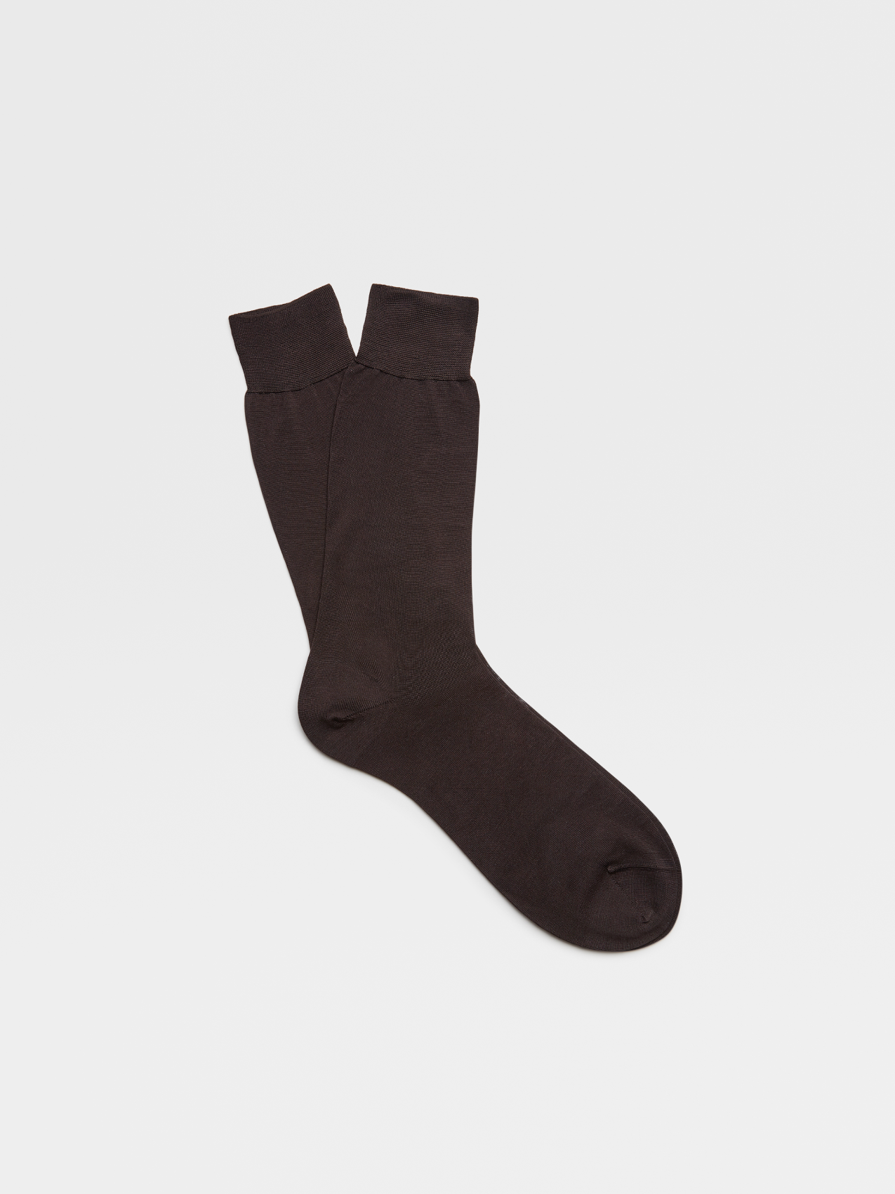 Plain Brown Cotton Mid Calf Socks